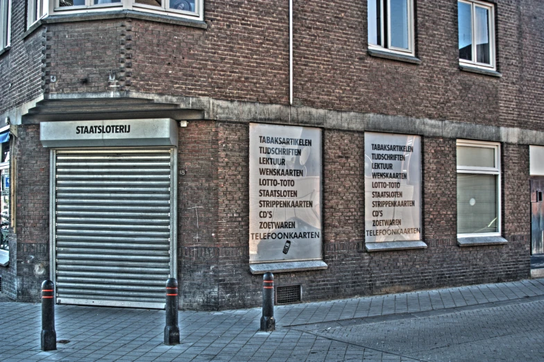 two buildings on the corner of a street