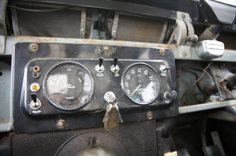 a closeup of the dash board of a vehicle