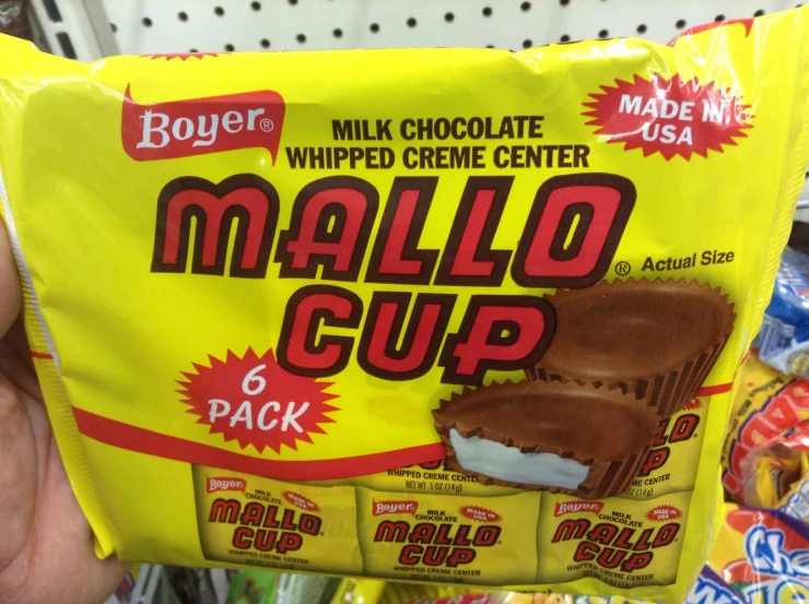 a bag of mallo up is sitting in the store