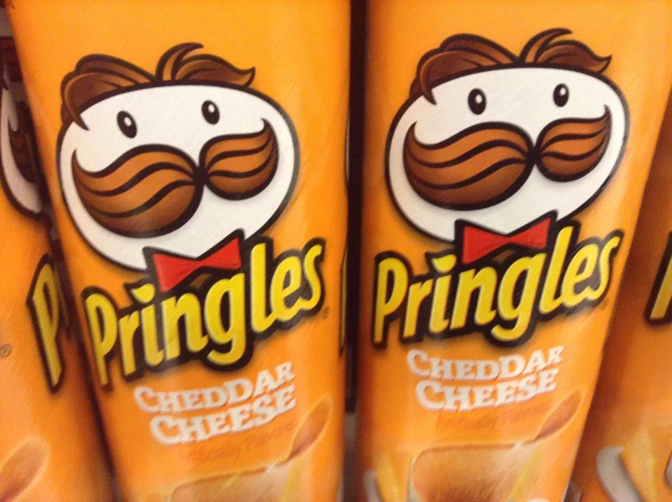 two packages of pringles are seen here