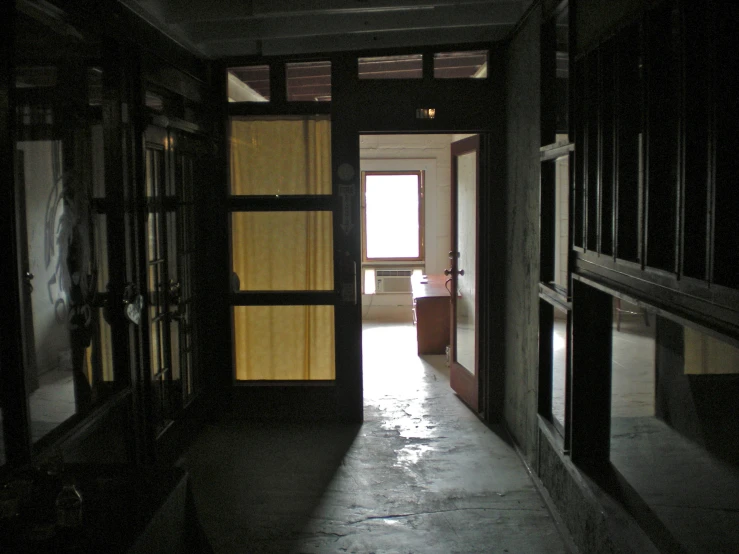 an open door and view into a very large room