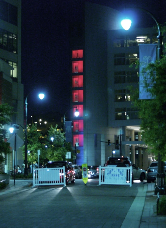 the view of the streets and buildings from an intersection