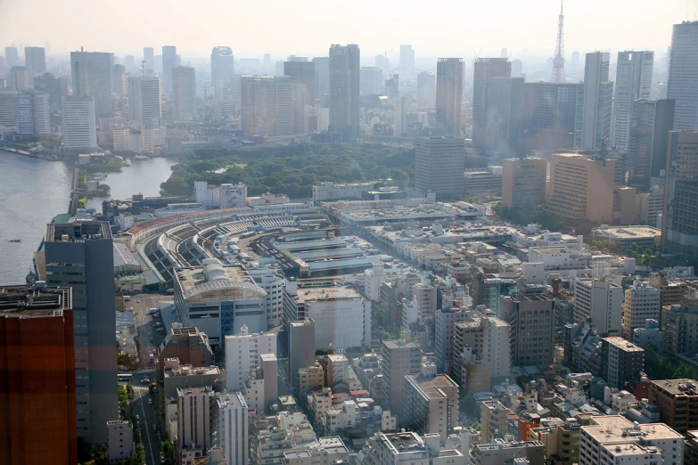 an aerial s of an metropolitan city and a river