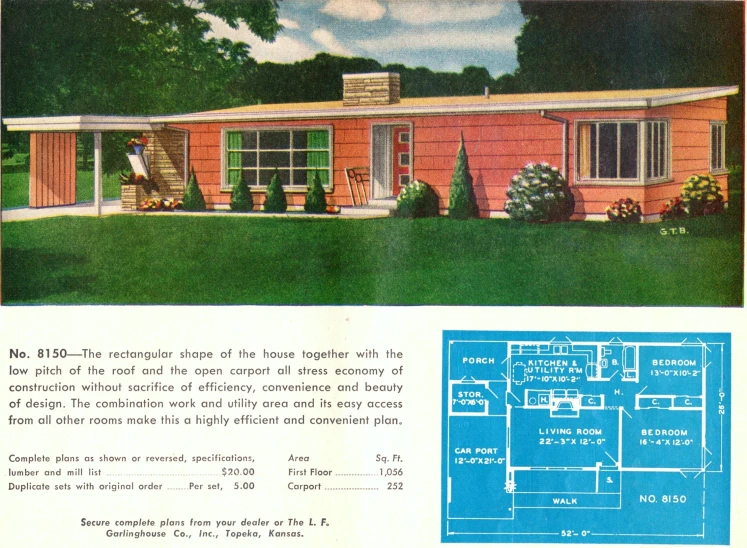 an advertit for a red brick house with large windows