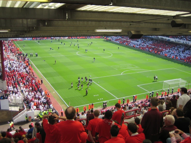 a group of people on a field playing soccer