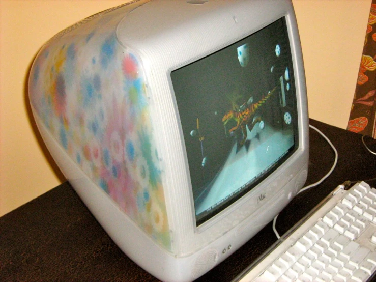 a computer with a video on the screen