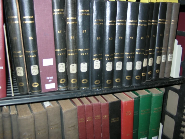 rows of books on a shelf are organized