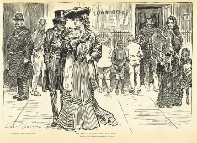 an illustration of a couple looking at each other