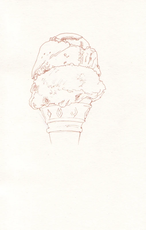 an ink drawing of a cone of ice cream