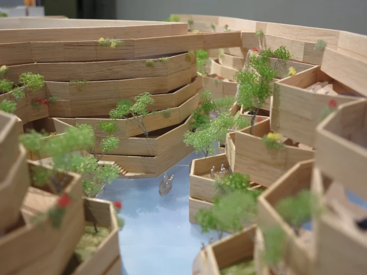 this model shows the city of small green trees