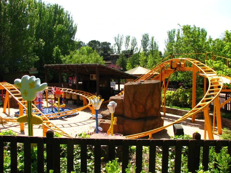 the roller coaster is set up at the amut park