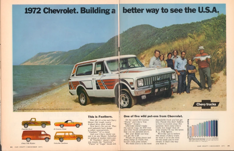 an ad for chevrolet, including a 1970 chevy truck