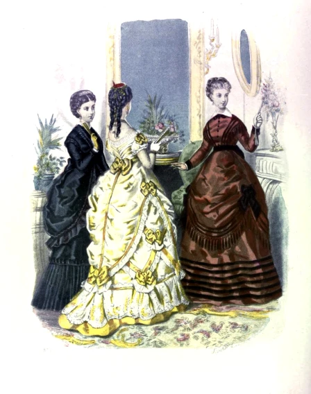 a couple of women dressed in different dresses