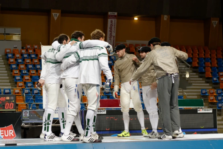 the teams huddled together for the national team usa match