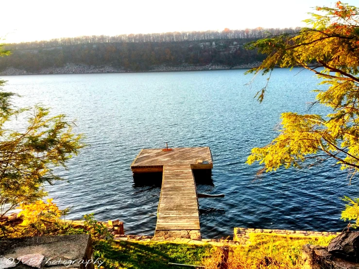 a dock sitting on top of a body of water