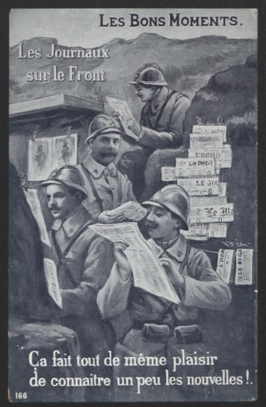 the poster is depicting soldiers in france