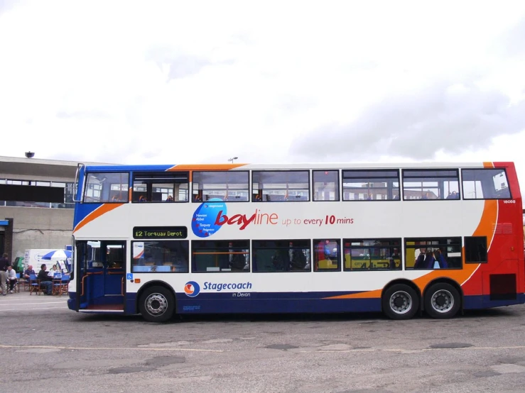 a double decker bus parked on the street