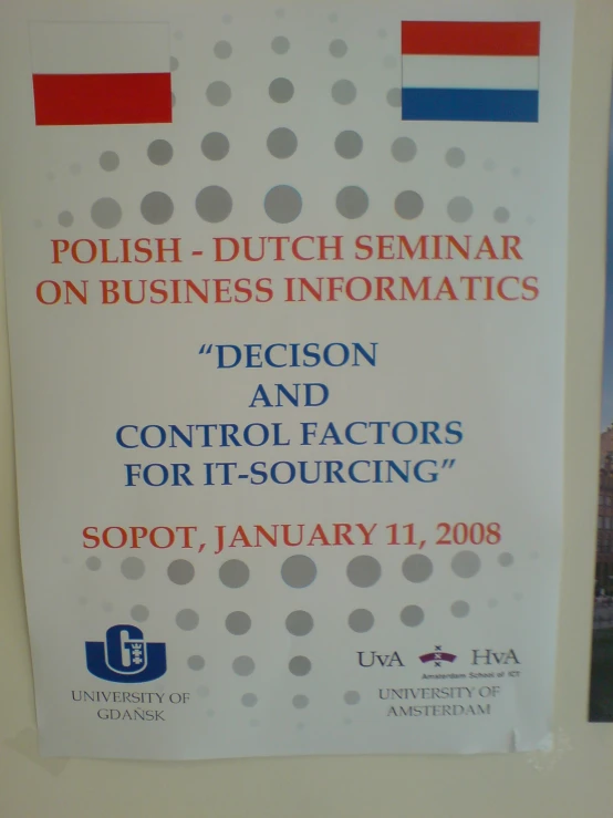 this is an advertit for polish - dutch seminar on business inform