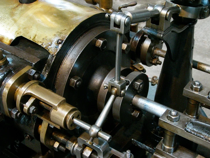 a machine with gears and dials in a factory