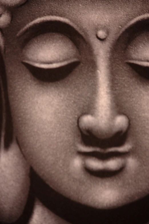 there is a statue of buddha with eyes closed