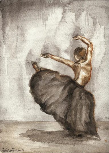 a sketch of a male dancer performing on a stage
