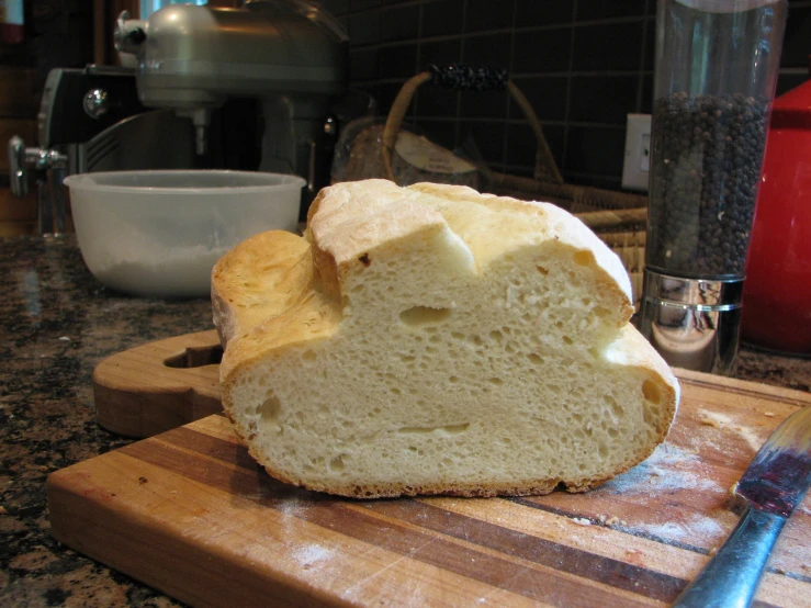 a sliced bread on top of a  board