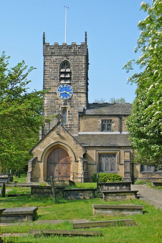 an old church has a clock tower