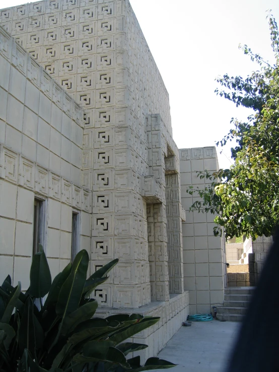 several pieces of stone brick placed near a building