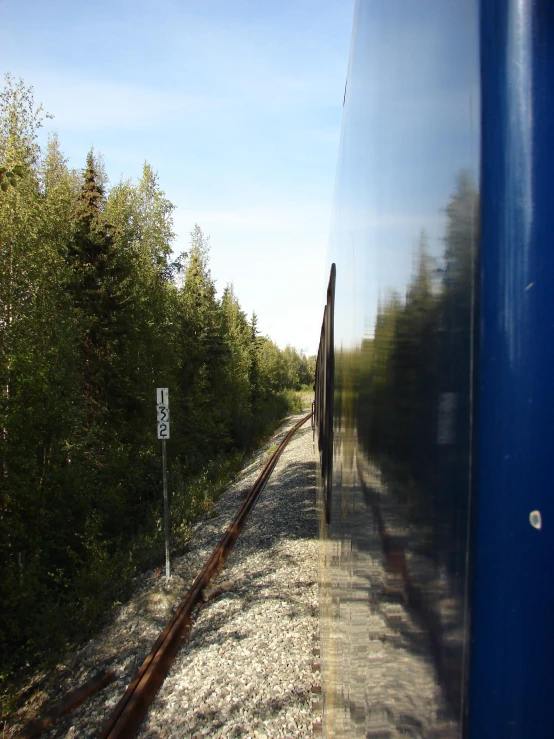 looking down at the end of the train tracks