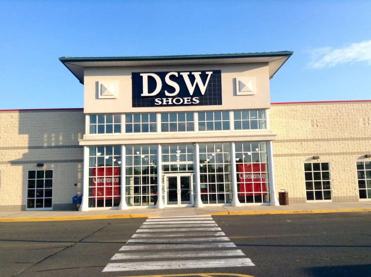 the store front for dsw shoes sits empty