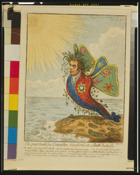 a painting depicting a man with wings hovering