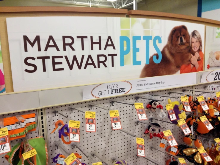 a store display displaying items and dog related items