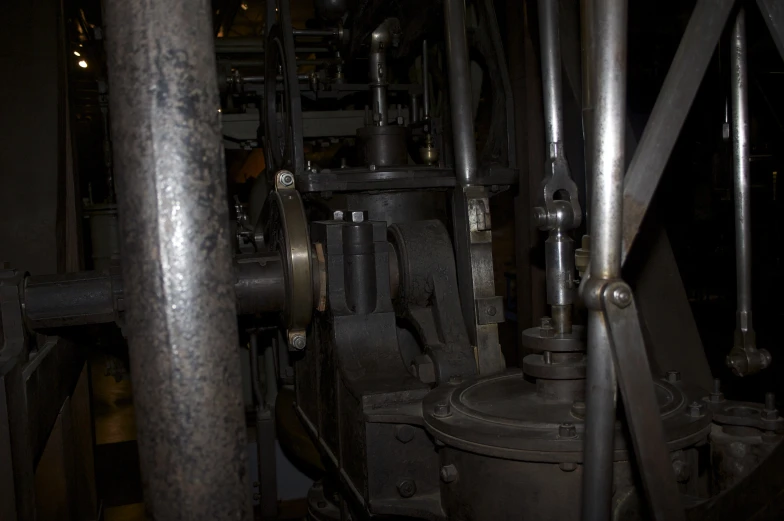 the inside of an old industrial steam engine