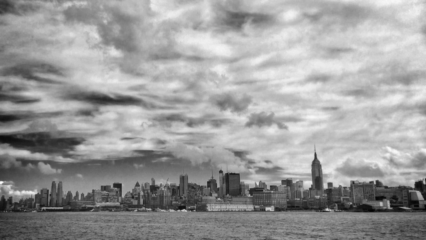 the view of a city on a cloudy day