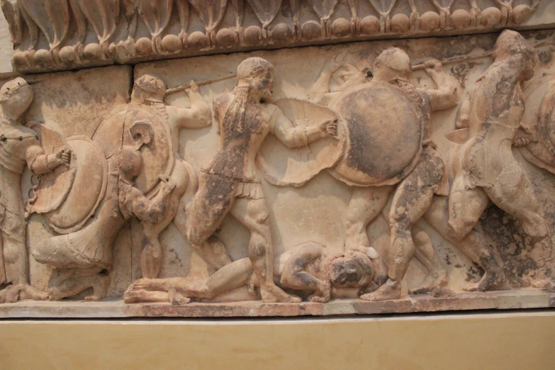 roman marble sculpture depicting the battle of hadrian and person