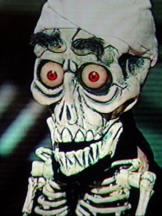 a white zombie face appears on the screen of an image
