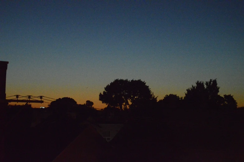 a night view of a dark, tree - lined area