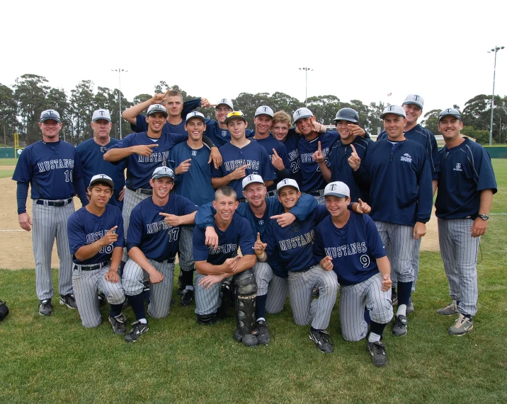 the baseball team is on the field together