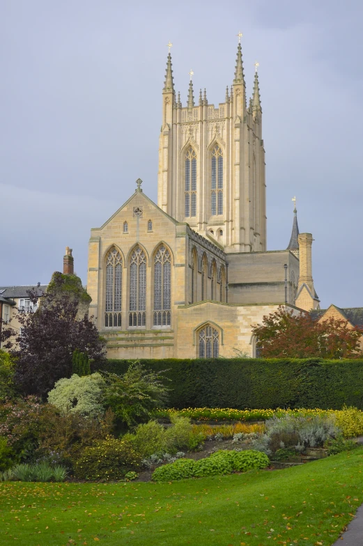 a large cathedral towering over the city