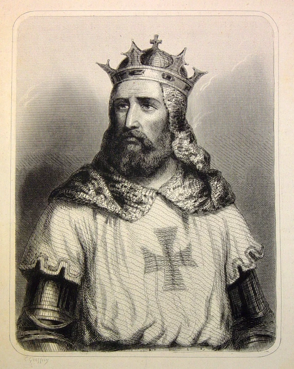 a portrait of an ancient man wearing a crown