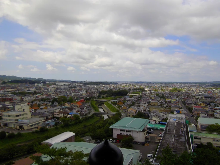 the aerial view of city is very large