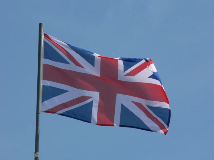 an image of a flag on a pole that is blue and red