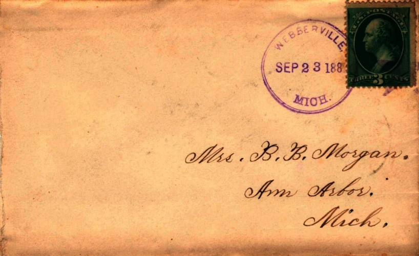 an old envelope with a man on it