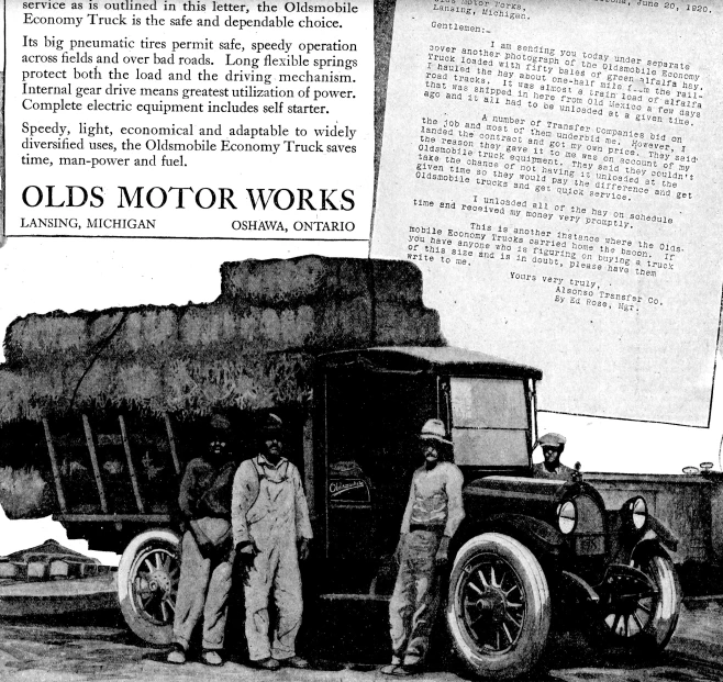 old black and white advertit featuring a military vehicle