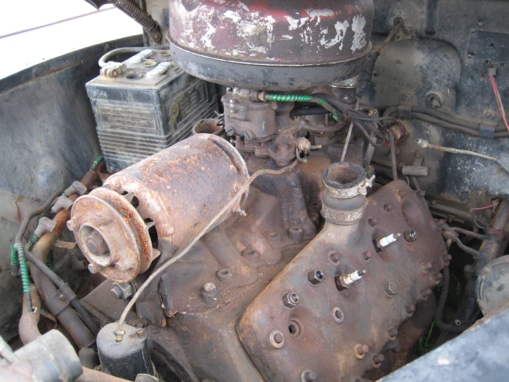 the engine of a broken down vehicle