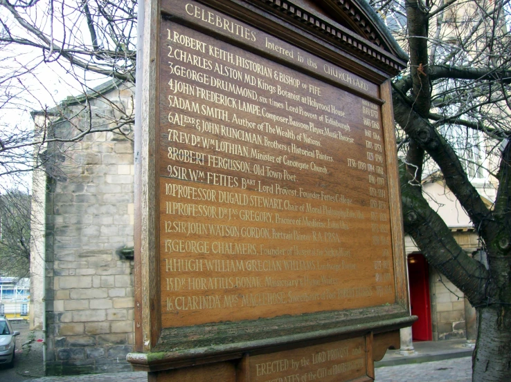 the memorial board of old french church