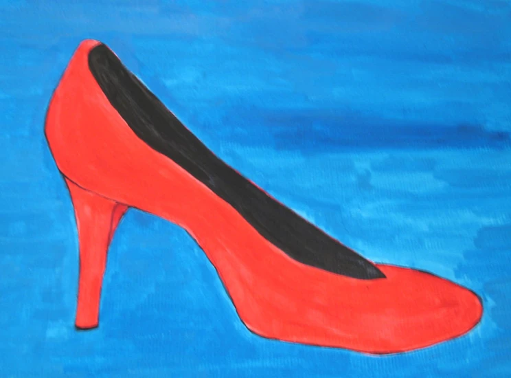 a painting of a pair of red shoes