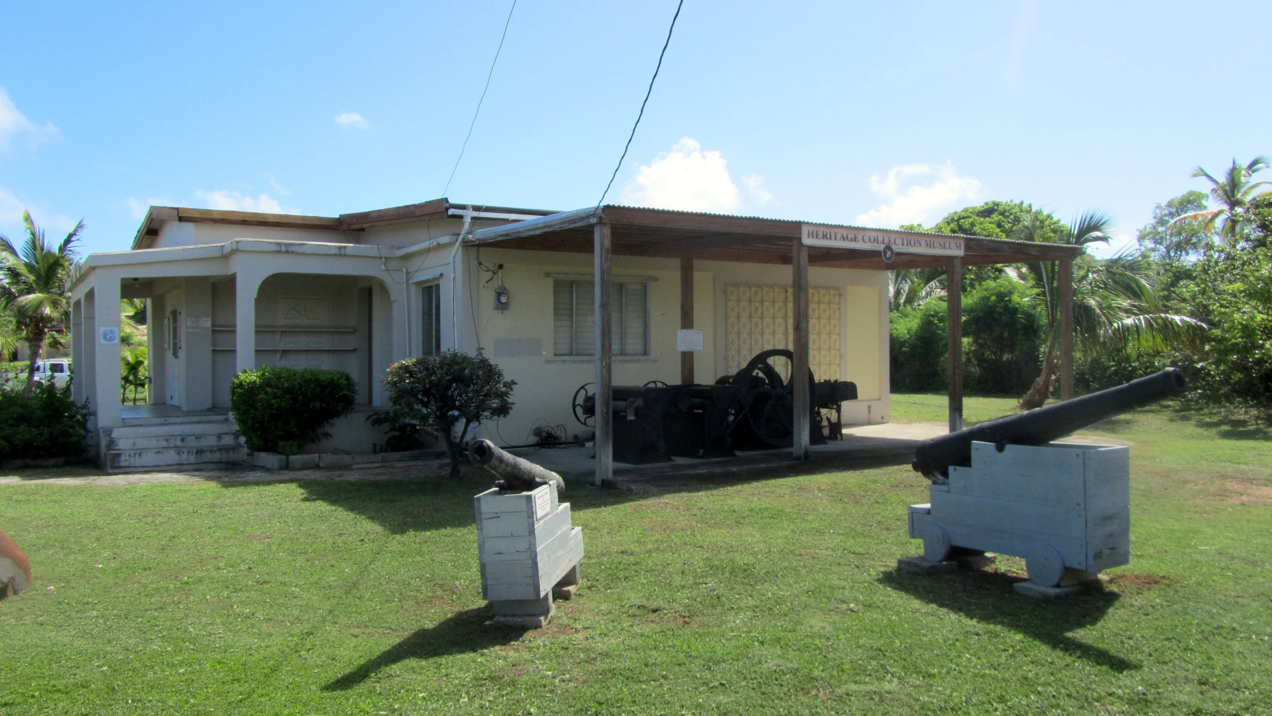 this is a picture of a house with a cannon