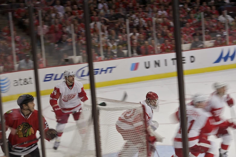 the hockey players are playing an amateur game