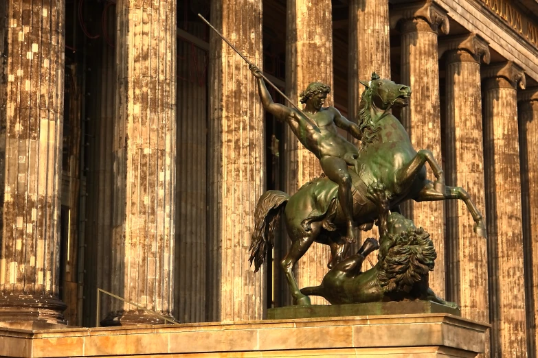 this is an image of a statue of a man with a spear